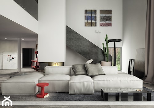 Dom po miastem - Średni biały salon, styl nowoczesny - zdjęcie od oshi pracownia projektowa