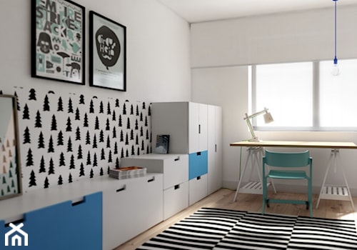 dom Łódź - Średni biały pokój dziecka dla nastolatka dla chłopca, styl skandynawski - zdjęcie od oshi pracownia projektowa