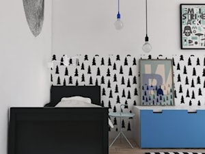 dom Łódź - Mały biały czarny pokój dziecka dla nastolatka dla chłopca dla dziewczynki, styl skandynawski - zdjęcie od oshi pracownia projektowa