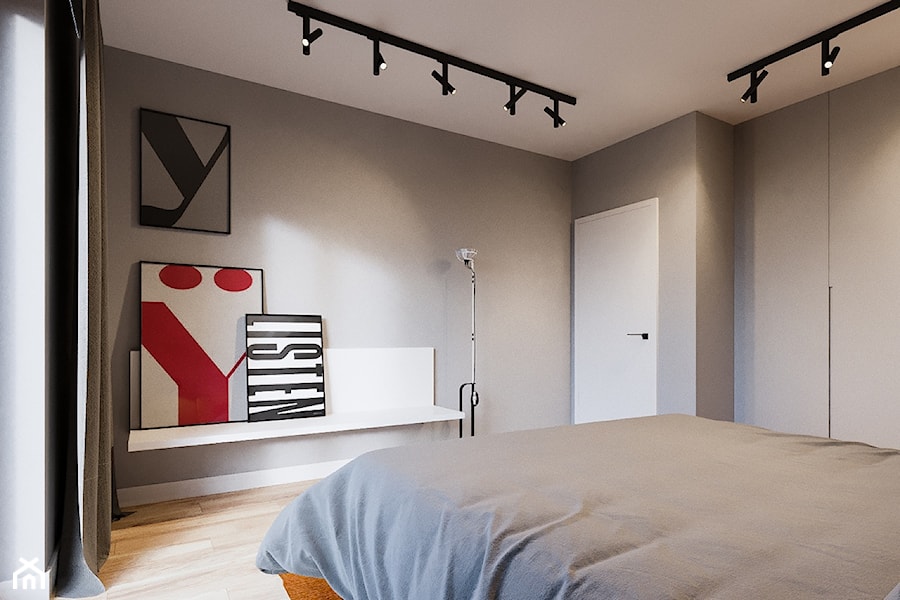 Dom - Bełchatów - Średnia szara sypialnia, styl nowoczesny - zdjęcie od oshi pracownia projektowa