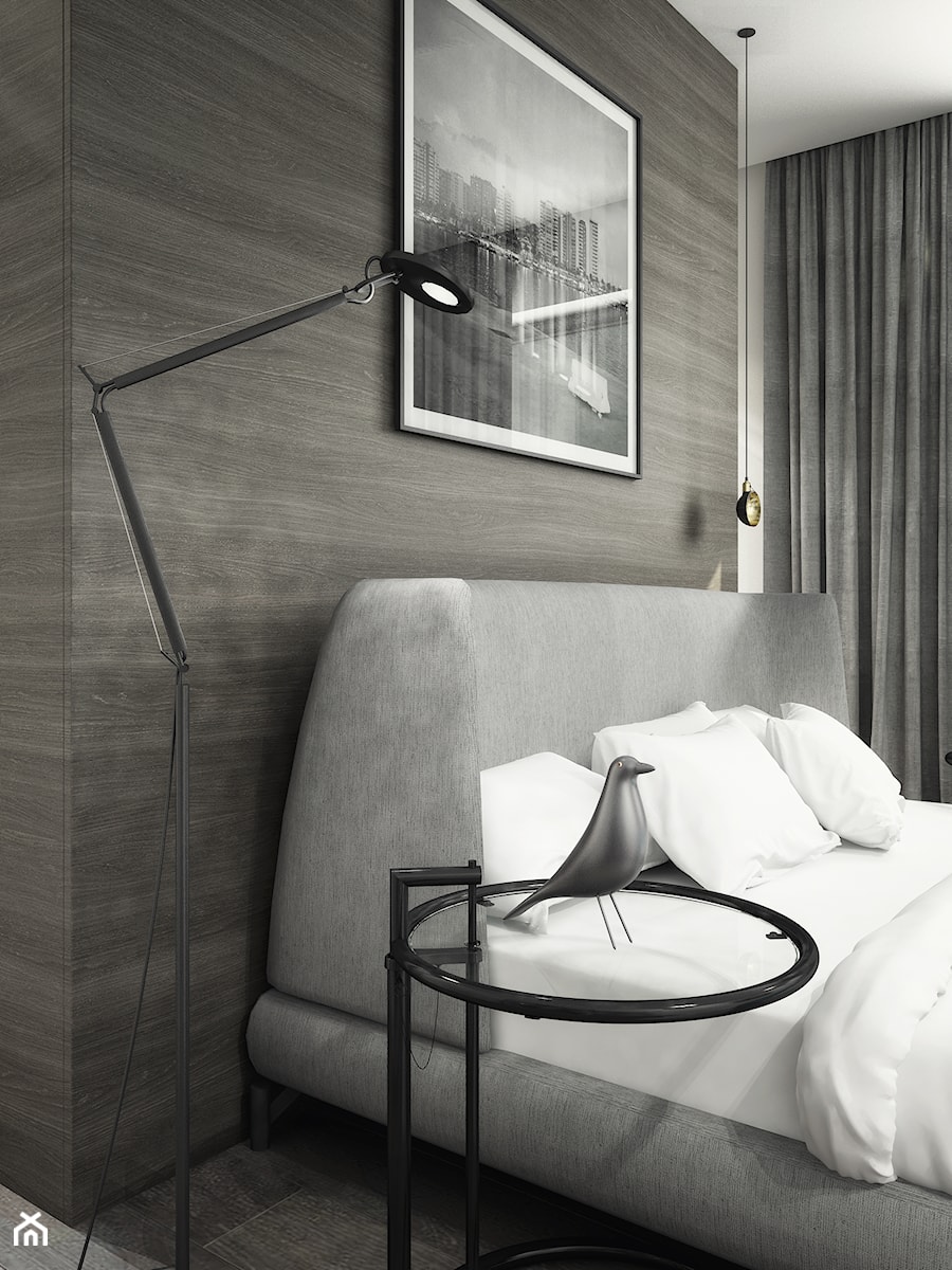 Dom po miastem - Beżowa sypialnia, styl nowoczesny - zdjęcie od oshi pracownia projektowa