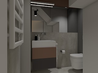 Mini łazienka / wc dla gości z dużym lustrem