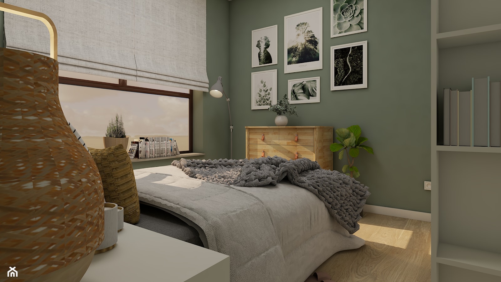 Zielona sypialnia z plakatami - zdjęcie od Bello Arti Agata Michalak - Homebook