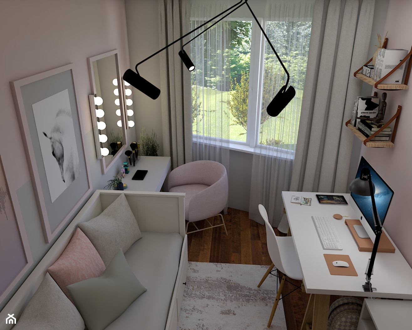 Projekt pokoju dla nastolatki z nutą różu - Salon, styl skandynawski - zdjęcie od Bello Arti Agata Michalak - Homebook