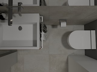 Mini łazienka / wc dla gości z dużym lustrem