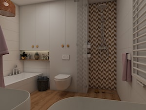 Praktyczna łazienka w jasnych barwach z akcentami - zdjęcie od Bello Arti Agata Michalak