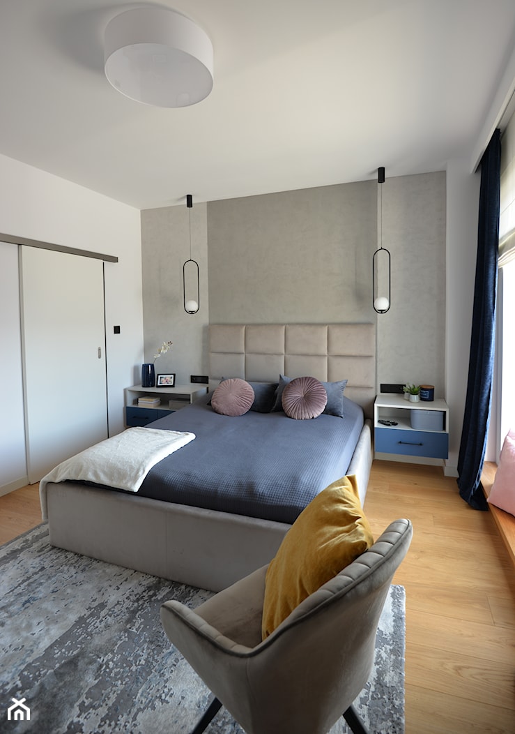 Sypialnia w nowoczesnym stylu z dodatkiem betonu - zdjęcie od Bello Arti Agata Michalak - Homebook