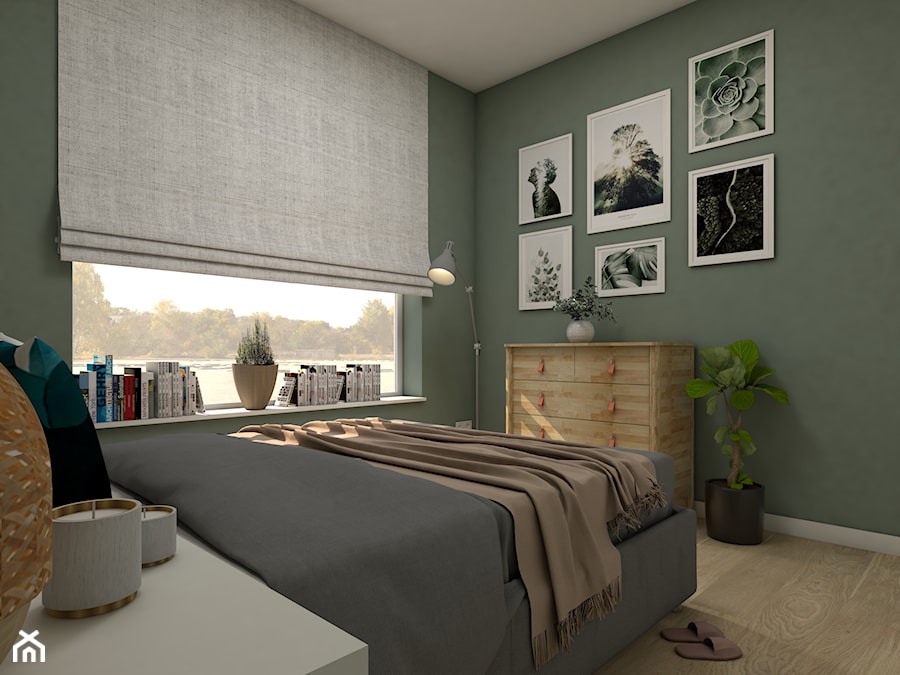 Zielona sypialnia z plakatami - zdjęcie od Bello Arti Agata Michalak