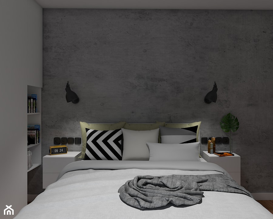 Nowoczesna sypialnia z elementem betonu - zdjęcie od Bello Arti Agata Michalak