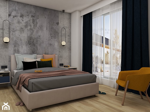 Sypialnia z elementem betonu