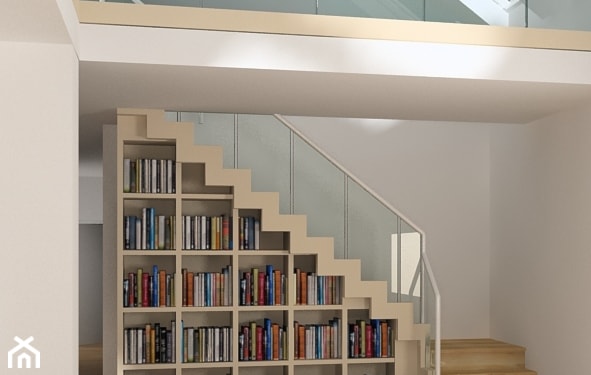 biblioteczka w przestrzeni pod schodami 