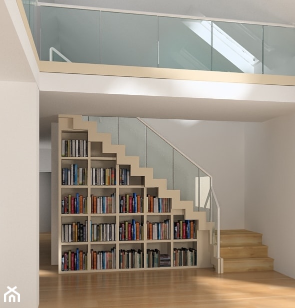 projekt schodów w salonie - zdjęcie od Karolina Wolska - pracownia architektoniczna - Homebook