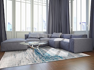 Designerski naturalny dywan nowoczesny - niebiesko biały - zdjęcie od CARPETS & MORE