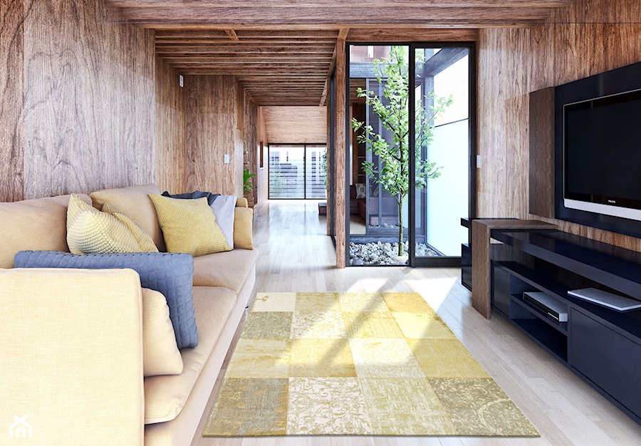 Designerski naturalny dywan patchwork - żółty - zdjęcie od CARPETS & MORE