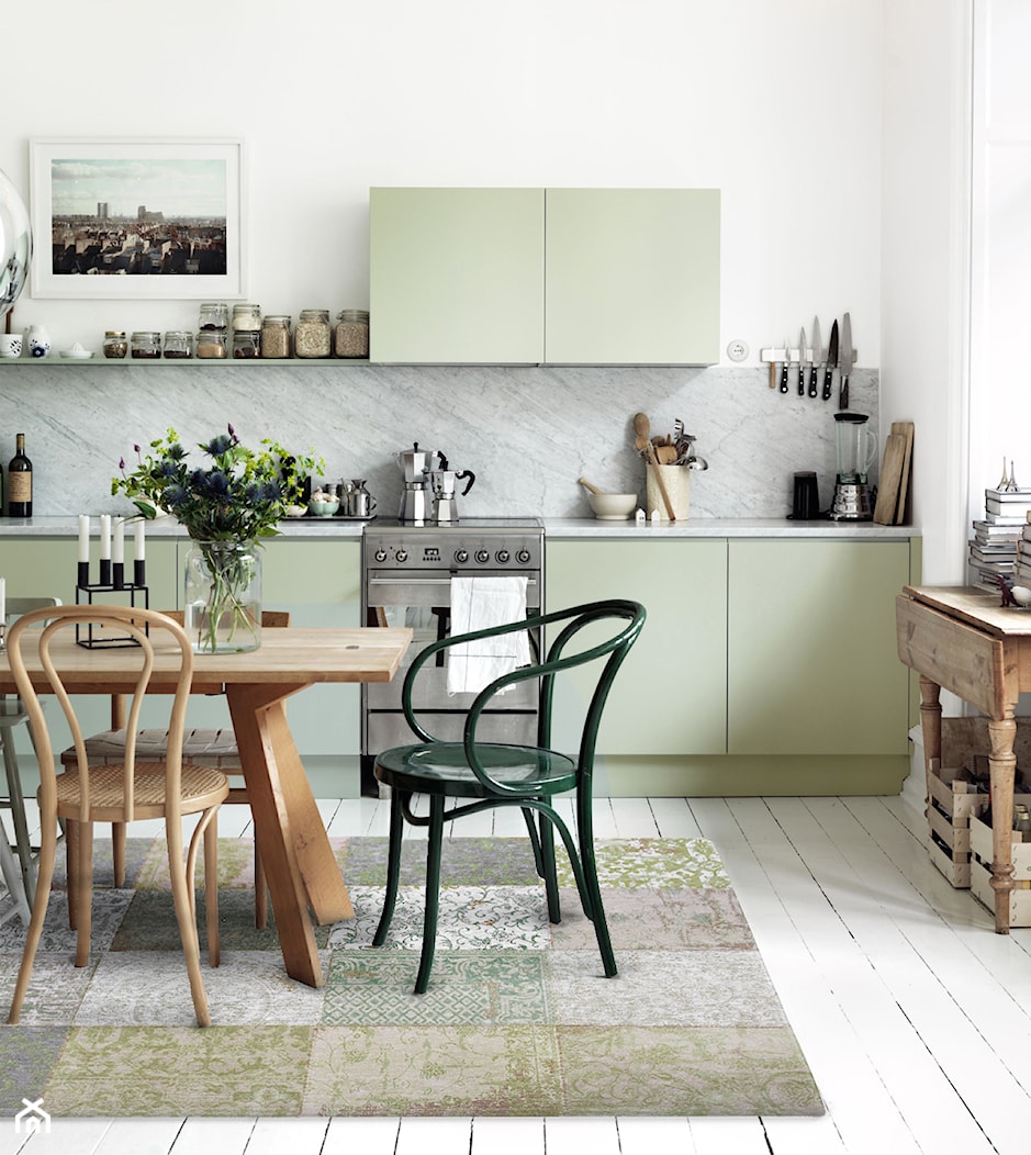 Dywany, a styl skandynawski - Średnia otwarta z salonem biała szara kuchnia jednorzędowa, styl skandynawski - zdjęcie od CARPETS & MORE - Homebook