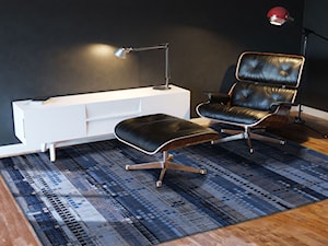 Designerski naturalny dywan w paski - granatowy - zdjęcie od CARPETS & MORE