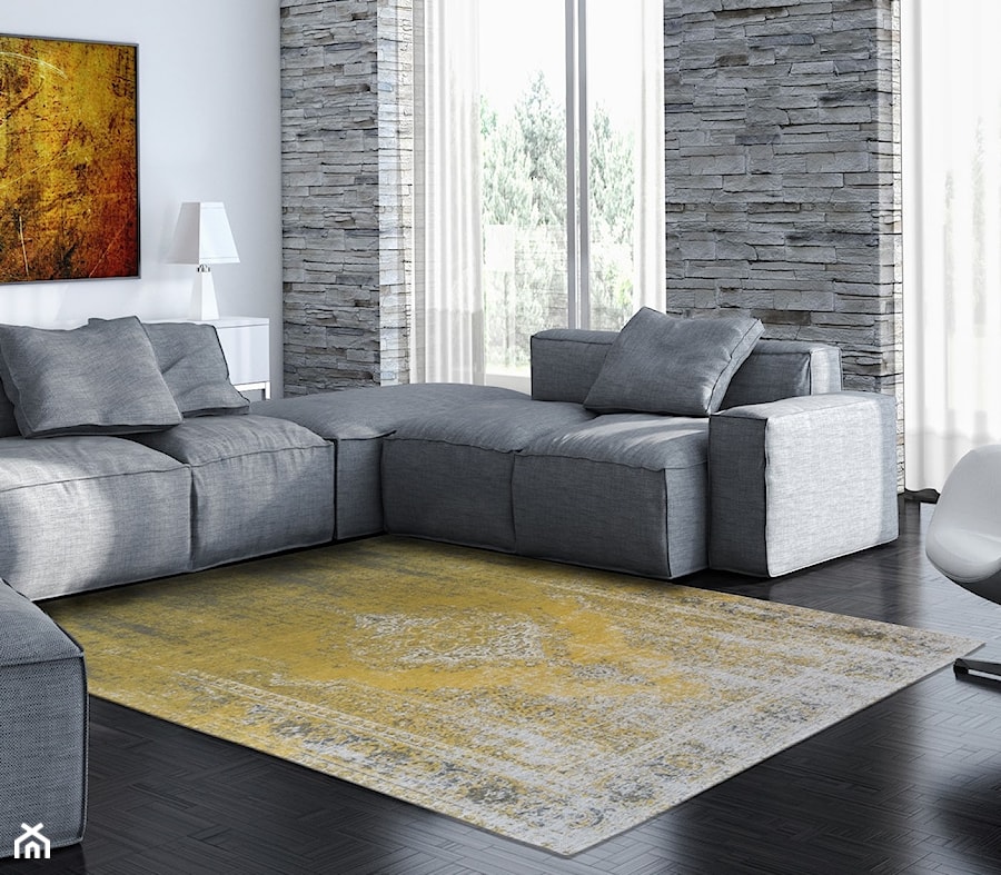 Designerski naturalny dywan z perskim wzorem - żółty - zdjęcie od CARPETS & MORE