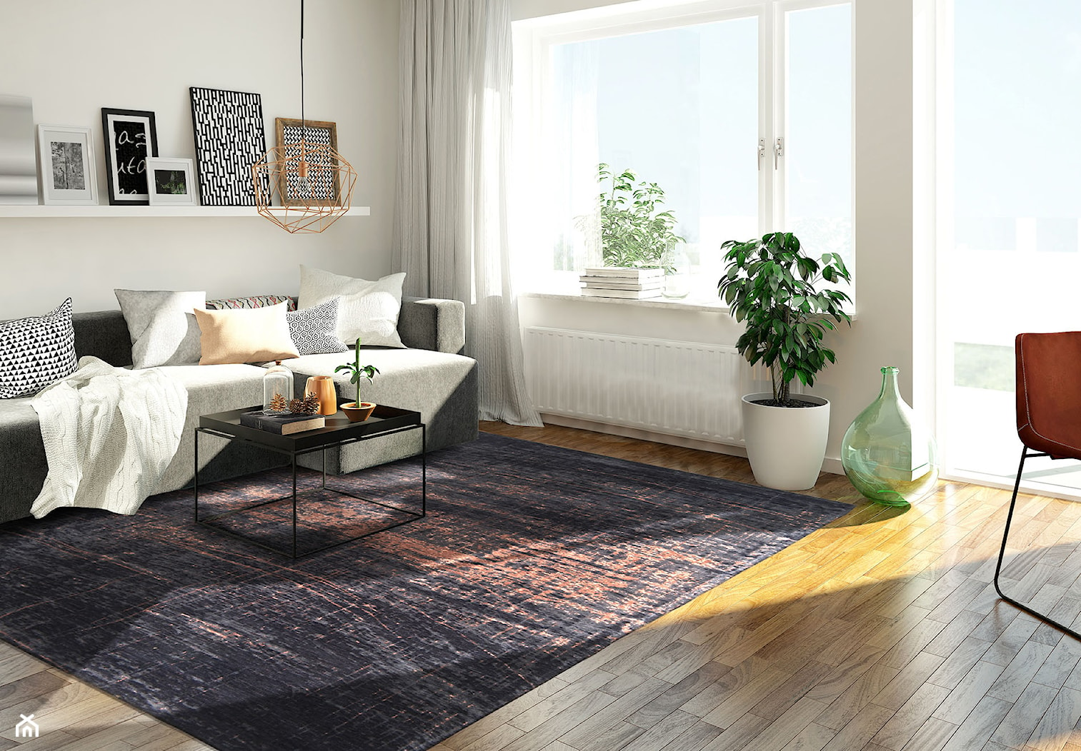 Designerski naturalny dywan nowoczesny - miedziano czarny - zdjęcie od CARPETS & MORE - Homebook