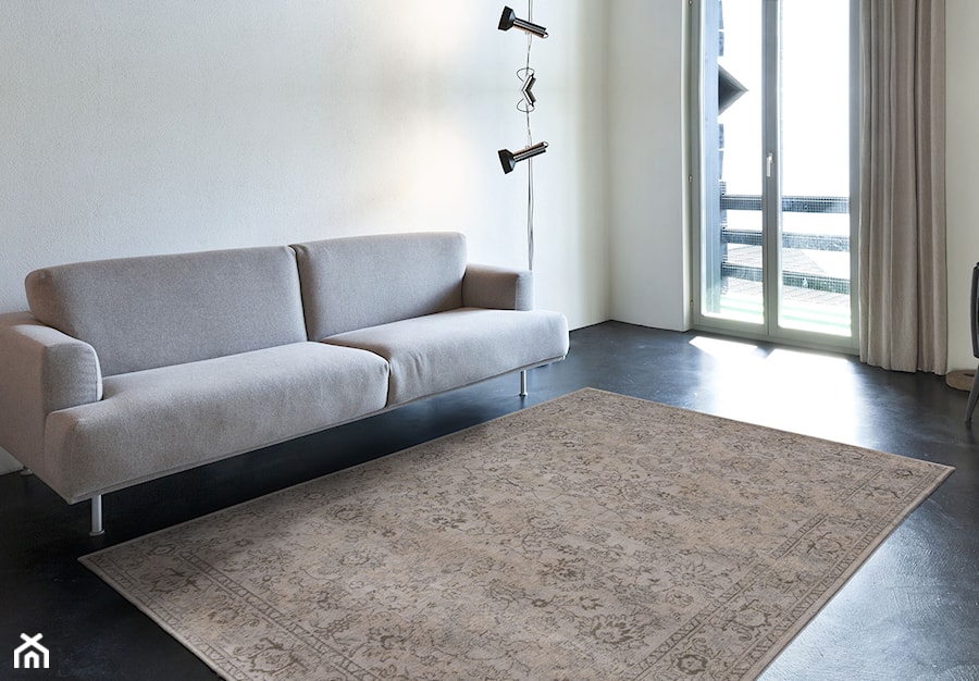 Designerski naturalny dywan w kwiaty - beżowy - zdjęcie od CARPETS & MORE