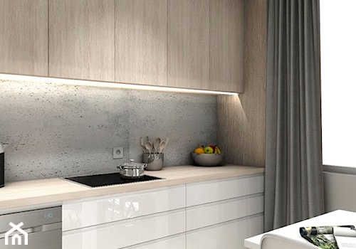 Projekt Mieszkania 62m2 - Warszawa Bemowo - Średnia otwarta szara z lodówką wolnostojącą kuchnia jednorzędowa, styl nowoczesny - zdjęcie od GoHome