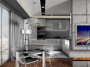 Projekt Apartamentu 95m2 - Warszawa - Średnia czarna szara jadalnia w salonie, styl nowoczesny - zdjęcie od GoHome