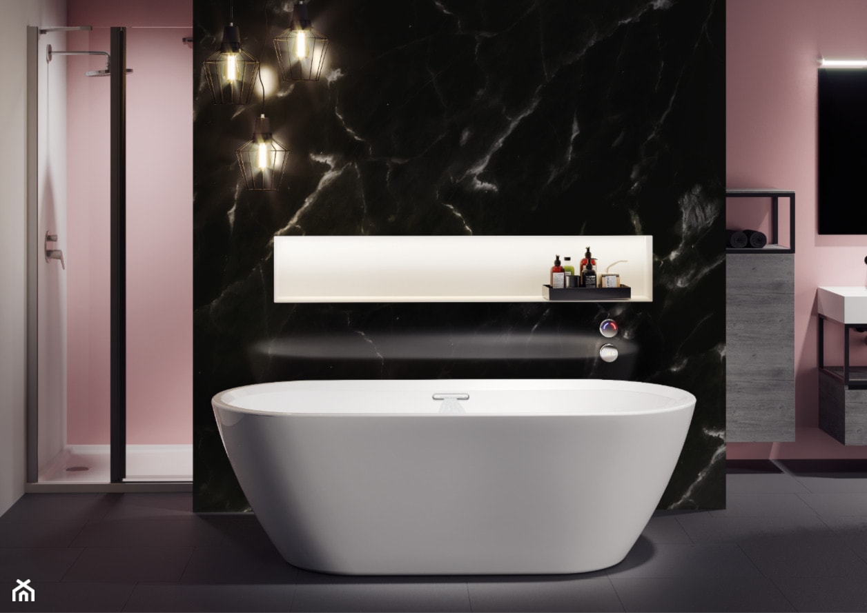 Akrylowe wanny wolnostojące - Średnia bez okna z lustrem łazienka, styl glamour - zdjęcie od RIHO - Homebook