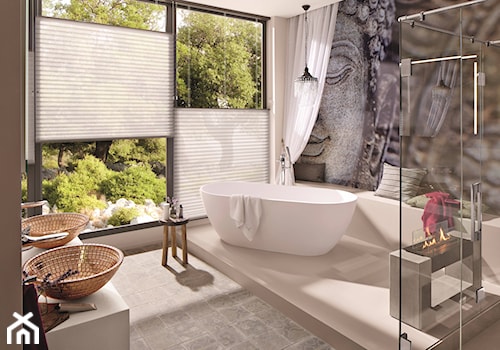 Wanny Solid Surface - Średnia z dwoma umywalkami łazienka z oknem, styl nowoczesny - zdjęcie od RIHO