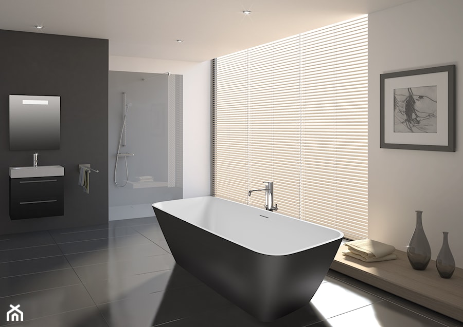 Wanny Solid Surface - Duża z punktowym oświetleniem łazienka z oknem, styl nowoczesny - zdjęcie od RIHO