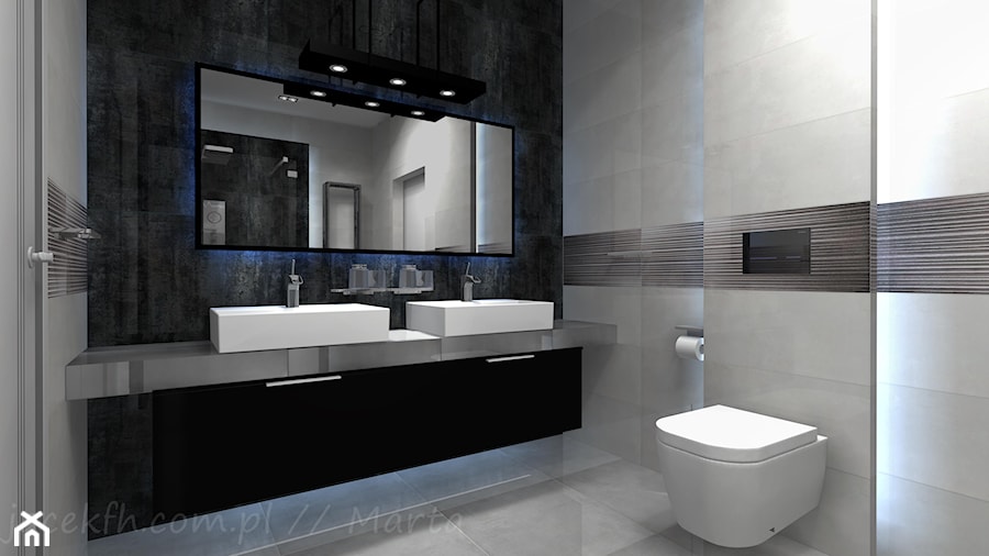 Łazienka 6 - Średnia na poddaszu bez okna z dwoma umywalkami łazienka, styl nowoczesny - zdjęcie od Salon Łazienek JACEK