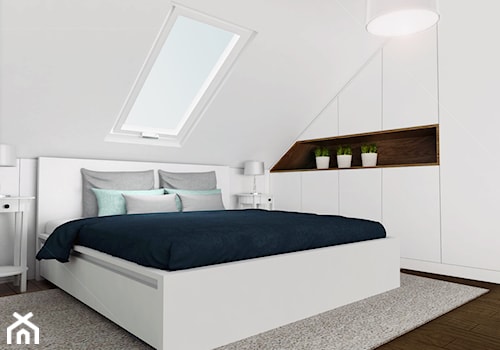 Mieszkanie dwupoziomowe - Pogórze - Duża biała sypialnia na poddaszu, styl nowoczesny - zdjęcie od Urban Stories