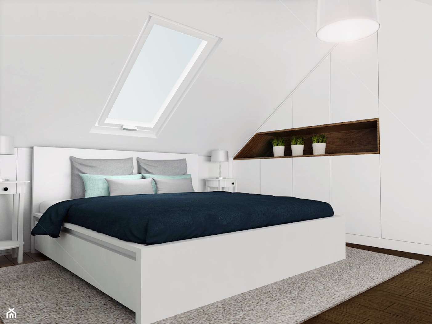 Mieszkanie dwupoziomowe - Pogórze - Duża biała sypialnia na poddaszu, styl nowoczesny - zdjęcie od Urban Stories - Homebook