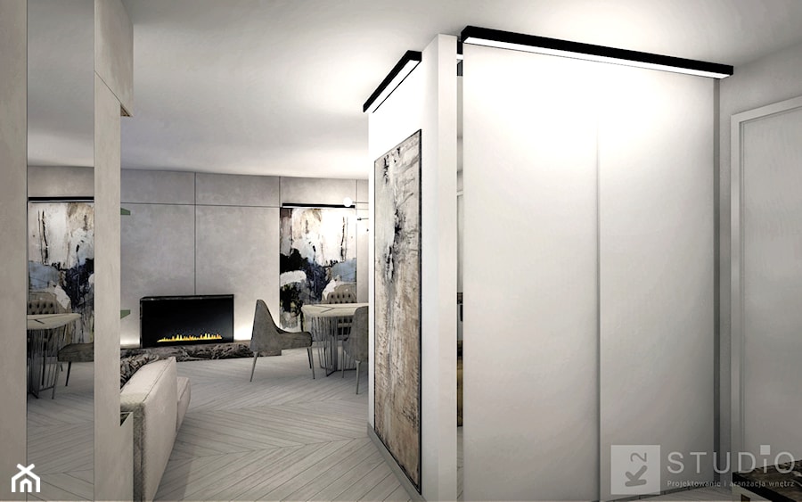 Apartament w Żorach II - Średni biały szary hol / przedpokój, styl nowoczesny - zdjęcie od K2studio