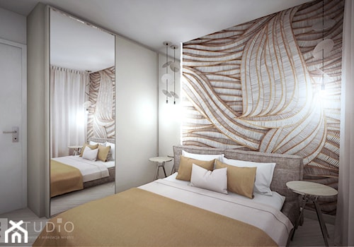 Apartament w Żorach II - Mała beżowa sypialnia, styl nowoczesny - zdjęcie od K2studio
