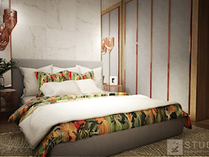 Apartament w Żorach I - Mała szara sypialnia, styl nowoczesny - zdjęcie od K2studio