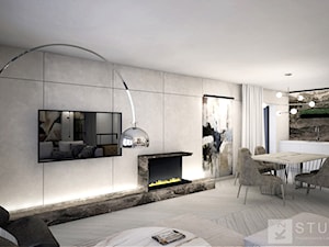 Apartament w Żorach II - Średnia biała jadalnia w salonie, styl nowoczesny - zdjęcie od K2studio