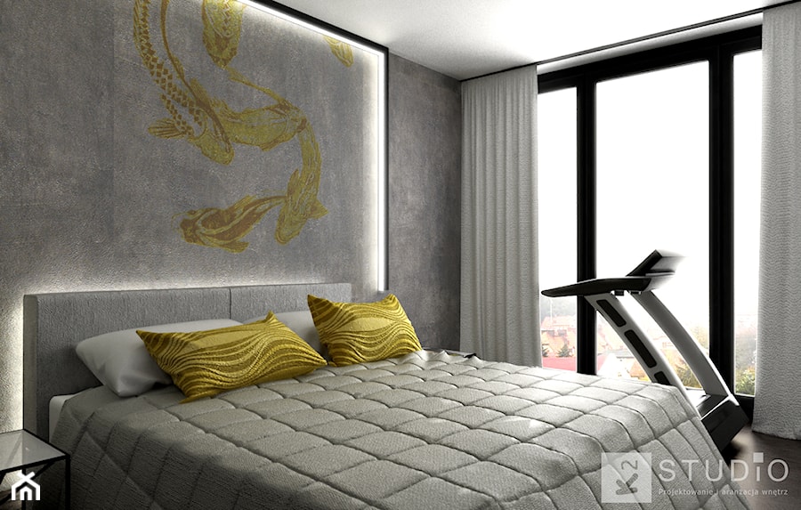 Apartament w Żorach III - Średnia szara sypialnia, styl industrialny - zdjęcie od K2studio