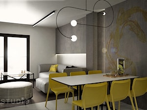 Apartament w Żorach III - Średnia biała jadalnia w salonie, styl industrialny - zdjęcie od K2studio