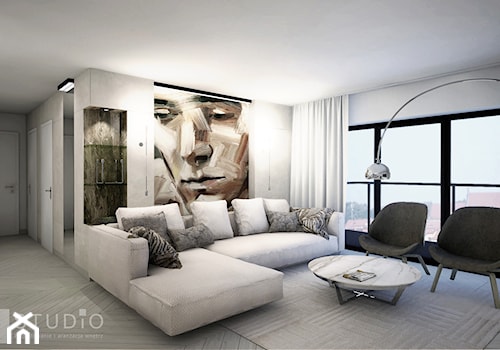 Apartament w Żorach II - Średni biały salon, styl nowoczesny - zdjęcie od K2studio