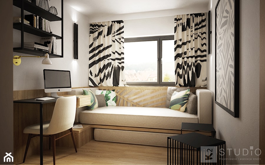 Apartament w Żorach I - Mały szary pokój dziecka dla nastolatka dla chłopca, styl nowoczesny - zdjęcie od K2studio
