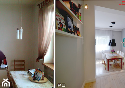 generalny remont domu - Średnia szara jadalnia w salonie, styl skandynawski - zdjęcie od bm2 brzostek maciej