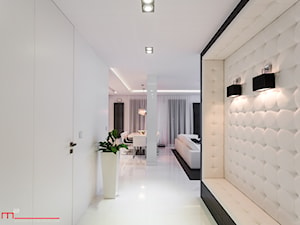 czarno- biały apartament 125m2 - Średni biały hol / przedpokój, styl minimalistyczny - zdjęcie od bm2 brzostek maciej