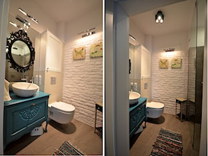 generalny remont domu - Mała bez okna z punktowym oświetleniem łazienka, styl nowoczesny - zdjęcie od bm2 brzostek maciej