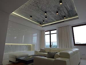 apartament 140m2 - Duży biały salon, styl minimalistyczny - zdjęcie od bm2 brzostek maciej
