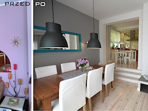 generalny remont domu - Średnia biała szara jadalnia w salonie, styl nowoczesny - zdjęcie od bm2 brzostek maciej