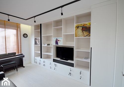 czarno- biały apartament 125m2 - Średni biały pokój dziecka dla nastolatka dla chłopca, styl nowoczesny - zdjęcie od bm2 brzostek maciej