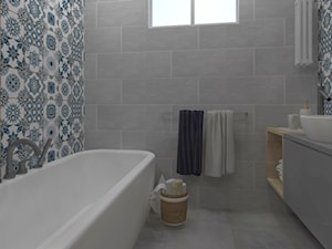 Łazienka z niebieskim akcentem - zdjęcie od interiordesignagency
