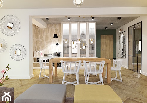 Dom pod Krakowem - Średnia biała zielona jadalnia w salonie, styl nowoczesny - zdjęcie od Krecha Studio