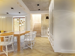 Dom pod Krakowem - Duża biała jadalnia w salonie, styl nowoczesny - zdjęcie od Krecha Studio