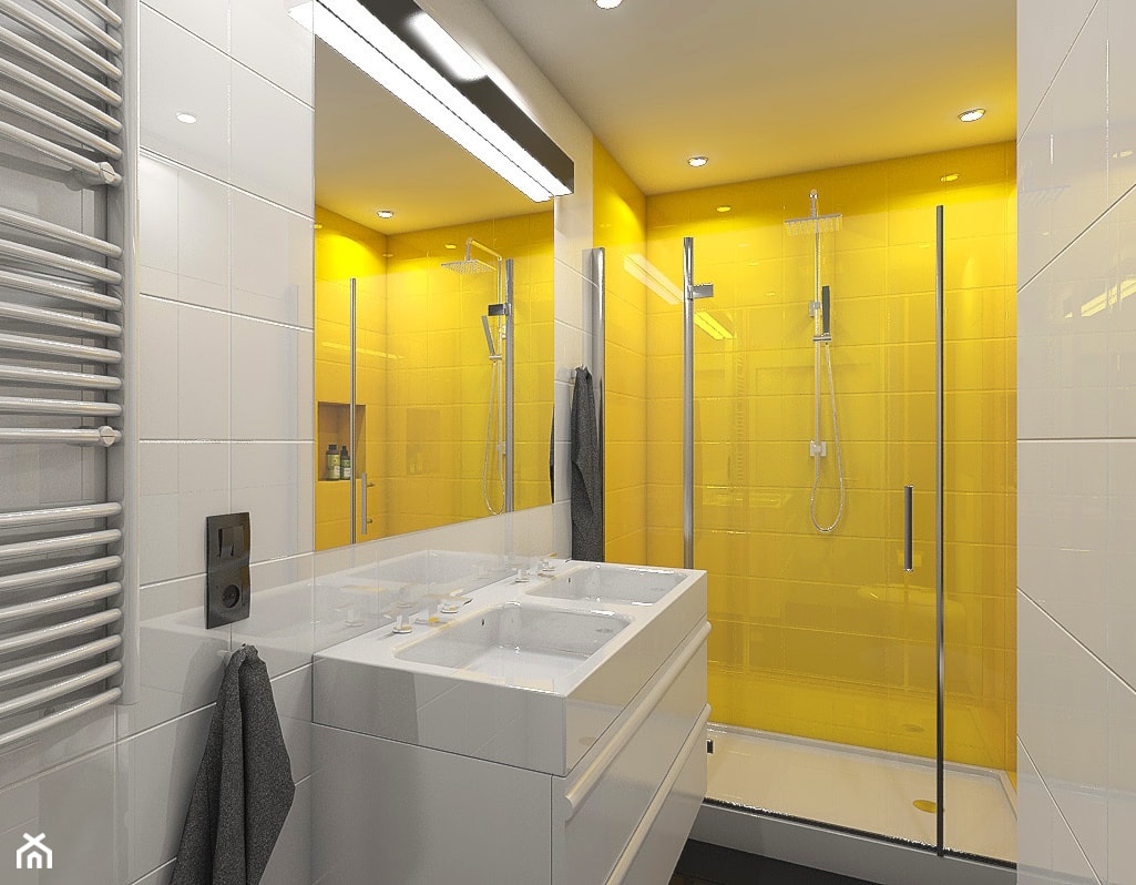 Mała łazienka z żółtym brodzikiem - zdjęcie od What A Form! Interiors - Homebook