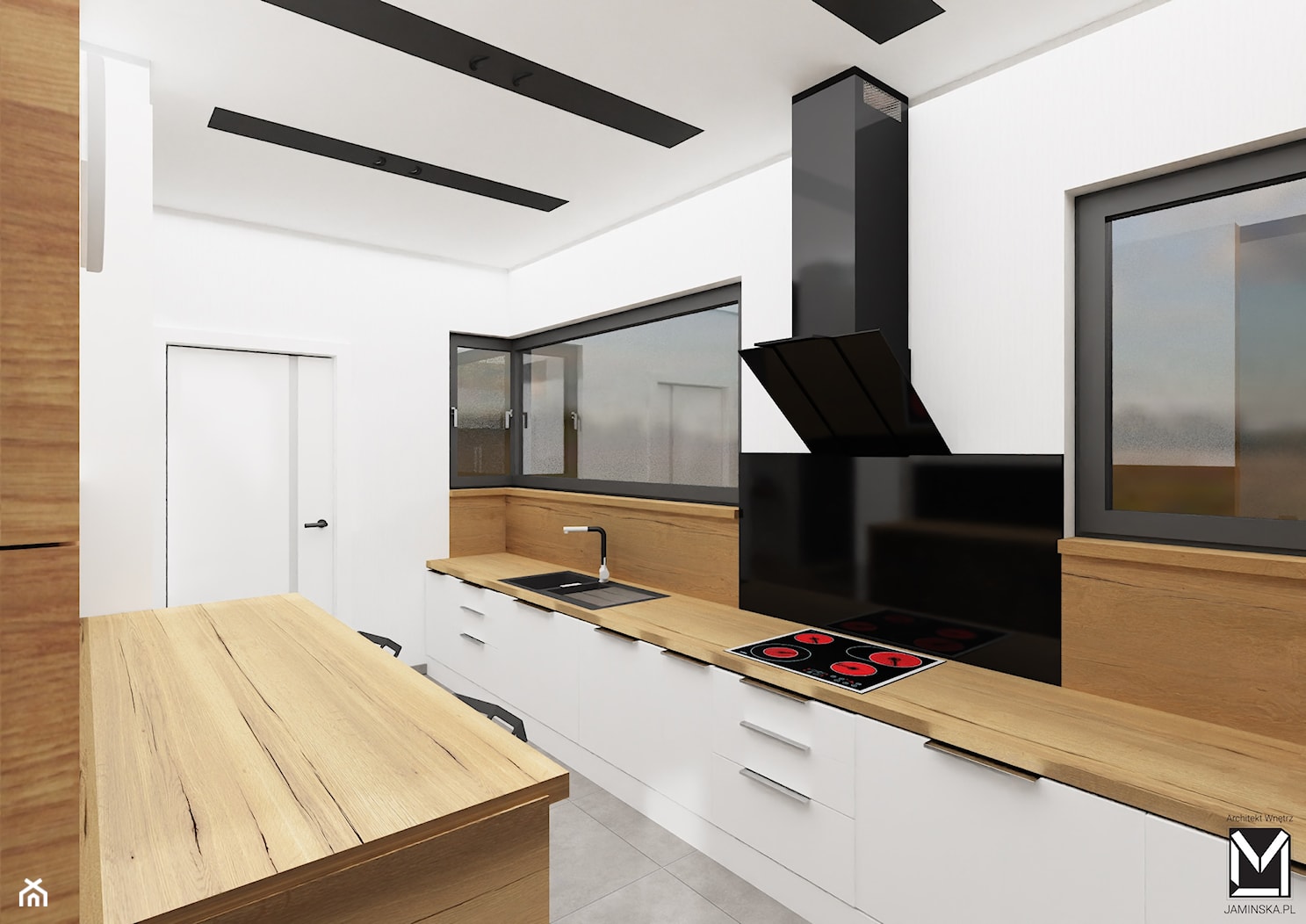 Projekt pomieszczeń wspólnych w domu jednorodzinnym - Kuchnia, styl nowoczesny - zdjęcie od jaminska.pl - Homebook